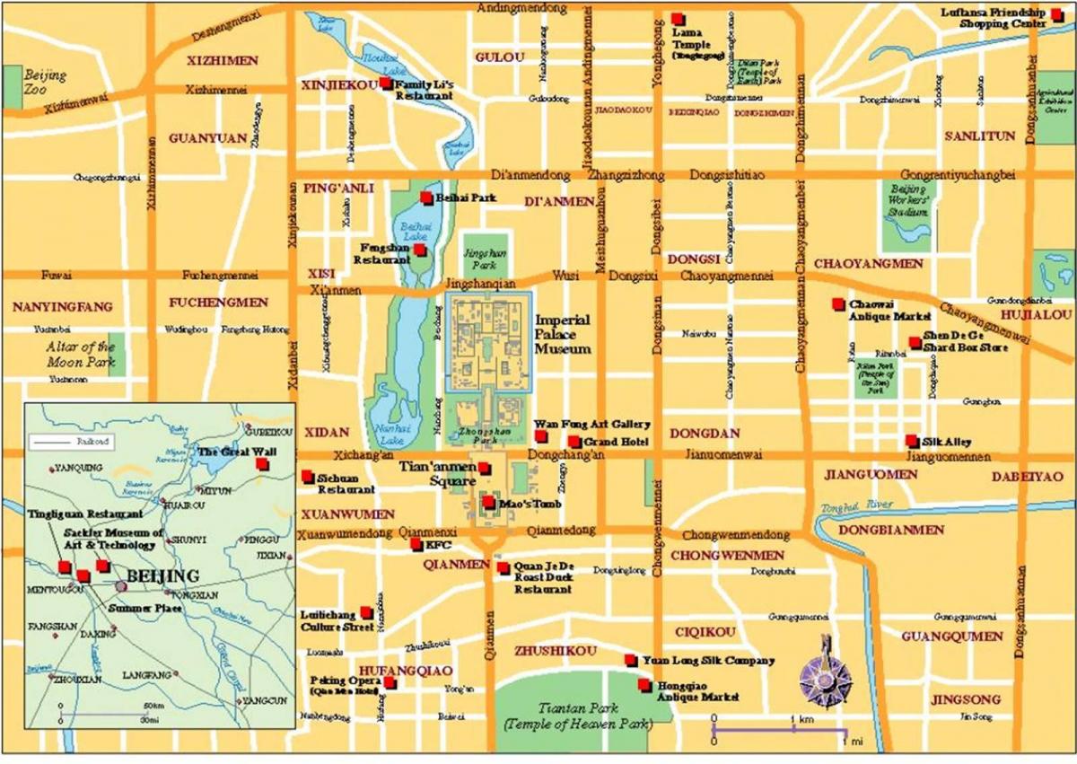 τουριστικός χάρτης της πόλης του Πεκίνου