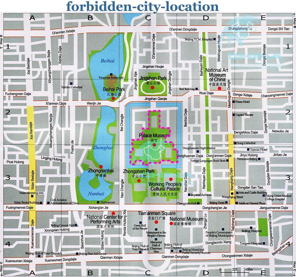 χάρτης της forbidden city λεπτομερής χάρτης