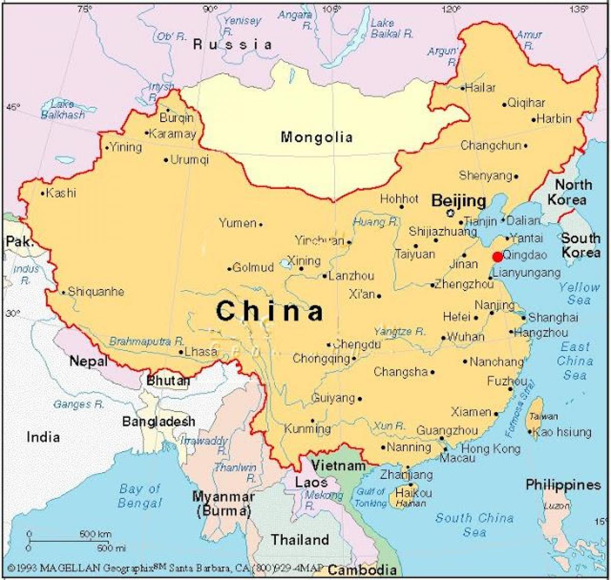 χάρτης της πρωτεύουσας της Κίνας